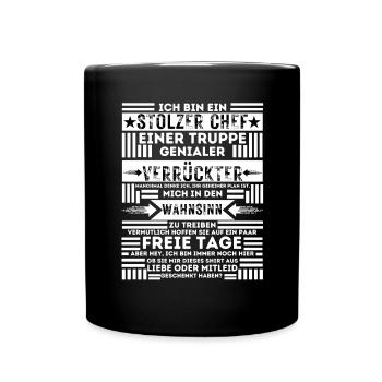 ICH BIN EIN STOLZER CHEF EINER TRUPPE VERRÜCKTER - Tasse einfarbig - Schwarz - Vorne