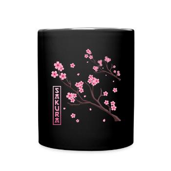 Kirschblüte Japanisch Harajuku Manga Japan Sakura - Tasse einfarbig - Schwarz - Vorne
