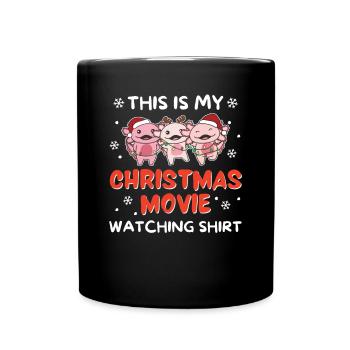 Axolotl Christmas Movie Watching - Tasse einfarbig - Schwarz - Vorne