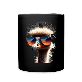 Strauss Vogel Strauß Großer Emu Laufvogel Sträuße - Tasse einfarbig - Schwarz - Vorne