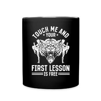 Touch me and your first lesson is free - Muay Thai - Full Colour Mug - black - Front