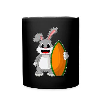Bunny Surfing Surfboard Summer - Full Colour Mug - black - Front