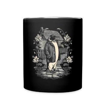 Esthétique cottagecore sombre avec pingouin élégant - Mug uni - noir - Devant