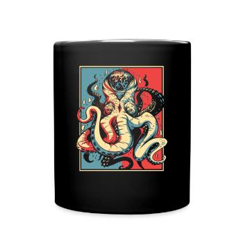 Octopus Portrait Octopoda Cephalopoda Octopodes - Full Colour Mug - black - Front