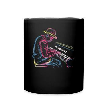 Jazz Vibes Only Piano Art - Full Colour Mug - black - Front
