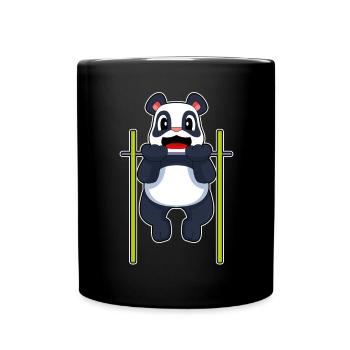 Panda Bodybuilder Klimmzüge Bodybuilding - Tasse einfarbig - Schwarz - Vorne