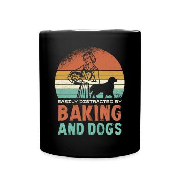 Passion pour la pâtisserie et les chiens - Mug uni - noir - Devant