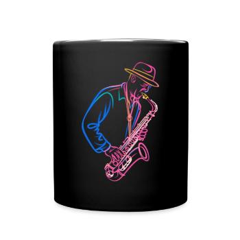 Jazz Saxophon Spieler im Retro-Stil - Tasse einfarbig - Schwarz - Vorne