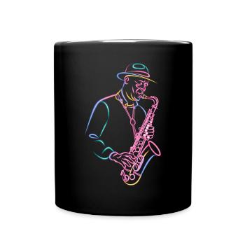 Jazz Saxophonist mit Leidenschaft - Tasse einfarbig - Schwarz - Vorne