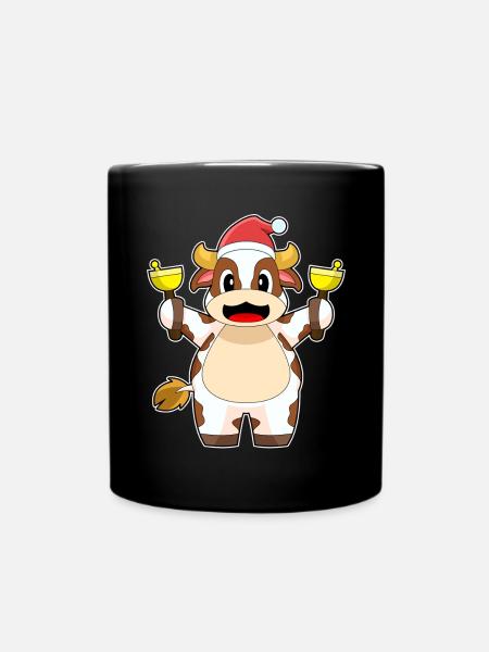 Cloches de Noël Vache Noël - Mug uni - noir