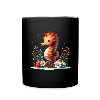 Seepferd Seepferdchen - Tasse einfarbig - Schwarz - Vorne