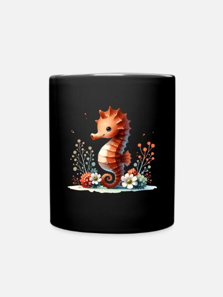 Seepferd Seepferdchen - Tasse einfarbig - Schwarz