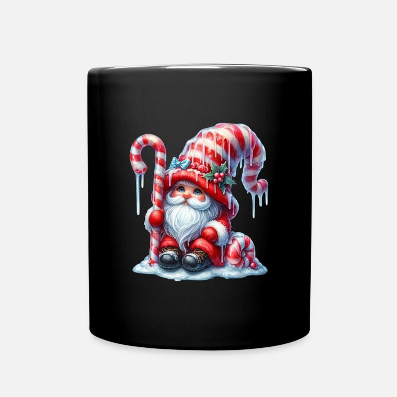 Niedlicher Weihnachtswichtel Mit Zuckerstange - Tasse einfarbig - Schwarz