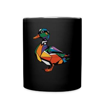 Canard graphique graphique coloré d’animal de ferme géométrique - Mug uni - noir - Devant