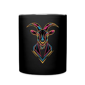 Geometric Farm Animal Graphic Goat Colorful - Full Colour Mug - black - Front