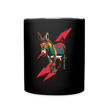 Graphique géométrique des animaux de la ferme - Âne - Mug uni - noir - Devant