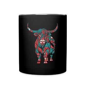Géométrique Ferme Animal Graphique Coloré Bovins - Mug uni - noir - Devant