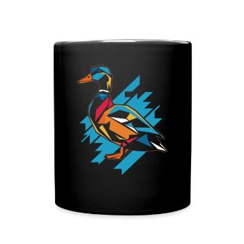 Geometric Farm Animal Graphic Duck In Colorful - Full Colour Mug - black - Front