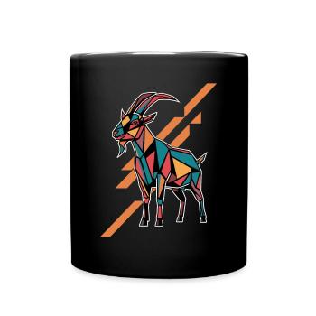 Geometric Farm Animal Graphic Colorful - Full Colour Mug - black - Front