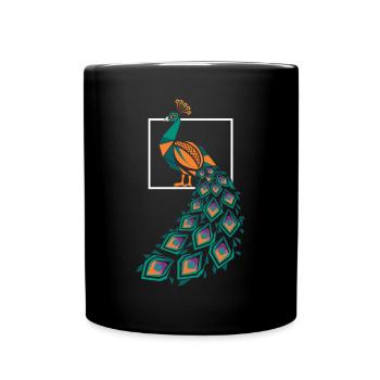 Géométrique Ferme Animal Graphique Paon Art - Mug uni - noir - Devant