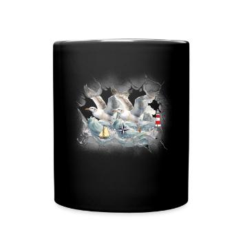 maritime, seafaring, seagulls, seagulls, lighthouses, sailing ships - Full Colour Mug - black - Front