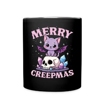 Merry Creepmas chat Pastel Goth Noël Crâne - Mug uni - noir - Devant