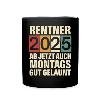 Rentner 2025 - Tasse einfarbig - Schwarz - Vorne
