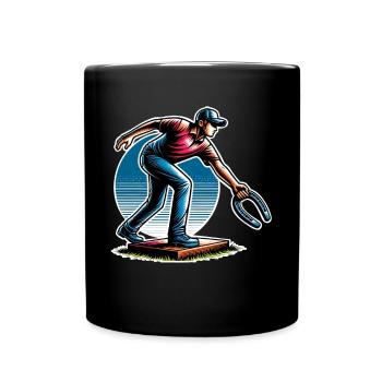 Horseshoe Throwing Horseshoe Pitching - Full Colour Mug - black - Front