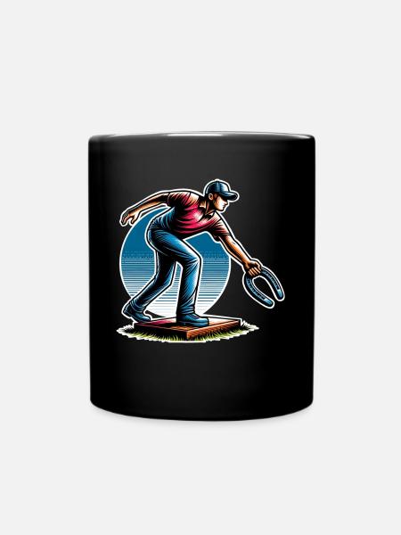 Hufeisenwerfen Horseshoe Pitching - Tasse einfarbig - Schwarz