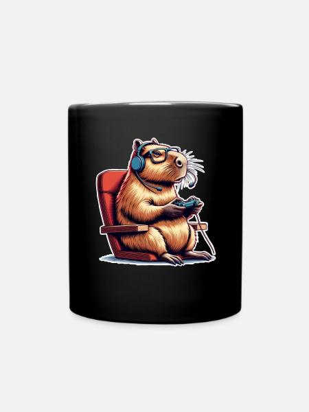 Capybara Gaming Nerd - Tasse einfarbig - Schwarz