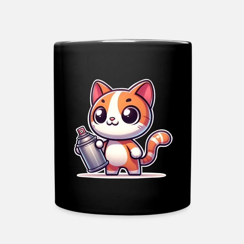 Katze Graffiti - Tasse einfarbig - Schwarz