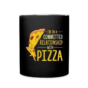 Witziger Pizza Spruch - Tasse einfarbig - Schwarz - Vorne