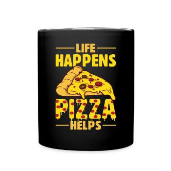 Drôle de dicton de pizza - Mug uni - noir - Devant