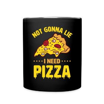 Funny pizza saying - Full Colour Mug - black - Front