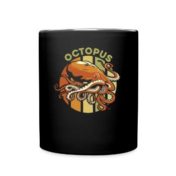 Retro Cephalopoda Octopodes Octopoda Lover Octopus - Full Colour Mug - black - Front