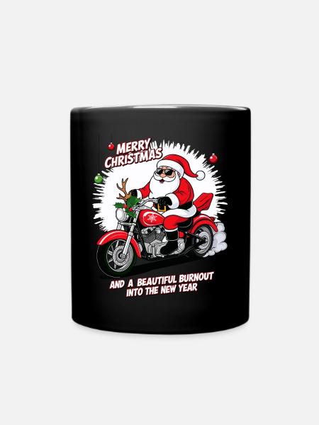 Rocker Weihnachtsmann - Tasse einfarbig - Schwarz