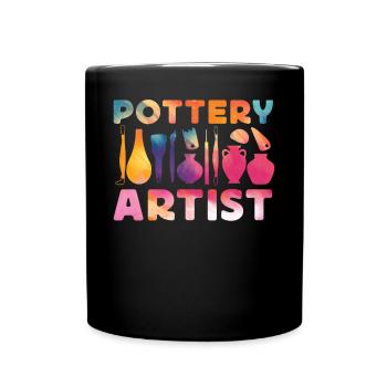 Pottery Ceramics Artist Watercolor - Full Colour Mug - black - Front