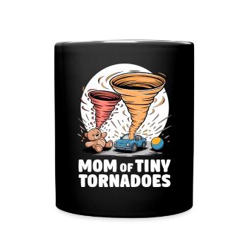 Mom Little Tornadoes Funny Chaos Design - Full Colour Mug - black - Front