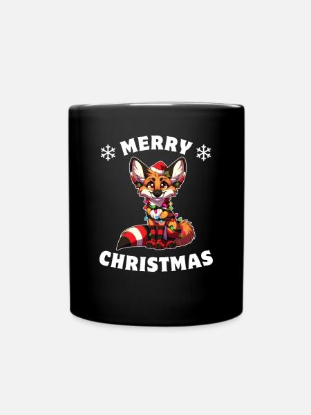 Weihnachtsmütze Weihnachten Lichterkette - Tasse einfarbig - Schwarz