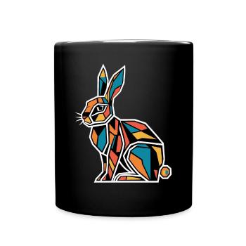 Lapin graphique géométrique d’animal de la ferme - Mug uni - noir - Devant