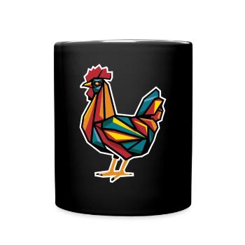 Geometric Farm Animals Graphic Chicken - Full Colour Mug - black - Front