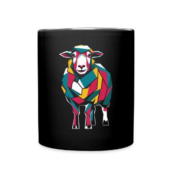 Bunte Geometrische Bauernhoftier Grafik - Tasse einfarbig - Schwarz - Vorne