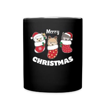 De jolis alpagas en chaussettes de Noël - Mug uni - noir - Devant