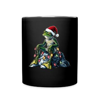 Frosch auf Felsen sitzend Cottagecore Goblincore - Tasse einfarbig - Schwarz - Vorne
