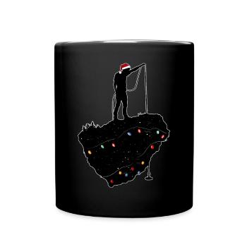 Aimant de pêche Pêcheur Pêcheur Chapeau de Noël Noël - Mug uni - noir - Devant