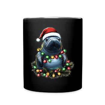 Manatee Floaty Potato Manatee Santa Hat Xma - Full Colour Mug - black - Front