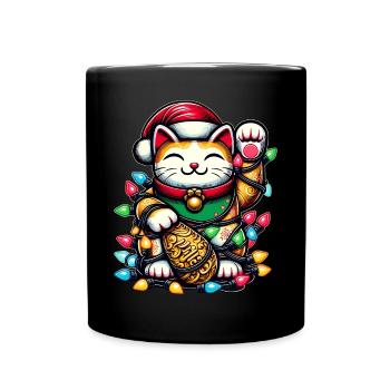 Maneki Neko Chat Japonais Porte-Bonheur Weihnac - Mug uni - noir - Devant