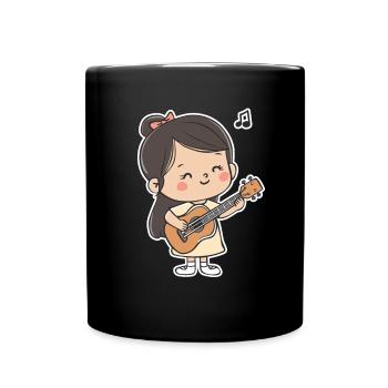Ukulele Girl Grafik - Tasse einfarbig - Schwarz - Vorne