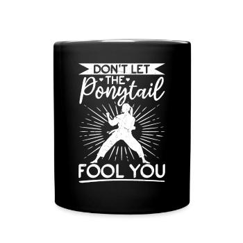 Funny Muay Thai - Ne laissez pas la queue de cheval vous tromper - Mug uni - noir - Devant