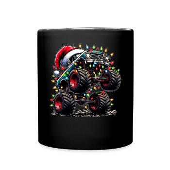 Monstertruck Weihnachtsmütze Xmas - Tasse einfarbig - Schwarz - Vorne